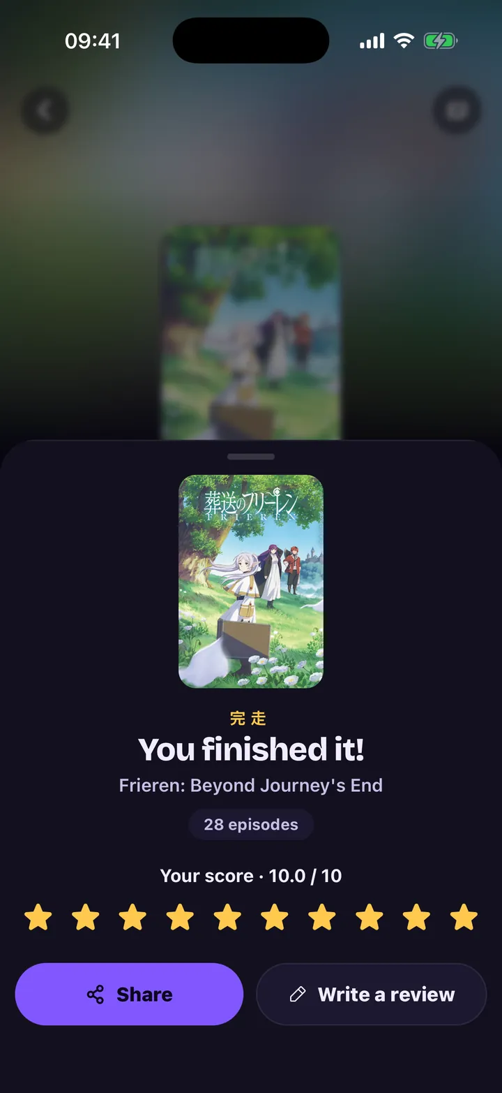You finished it: Frieren, 28 episodes, rated 10 out of 10