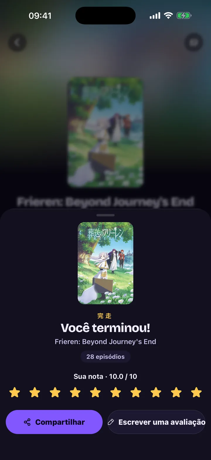 Você terminou: Frieren, 28 episódios, nota 10 de 10